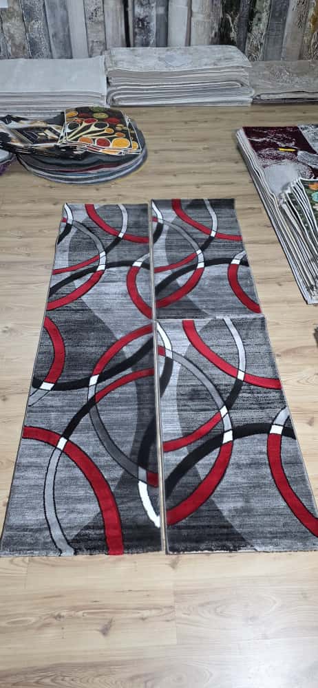 Set Dormitor Bella 3 Piese Gri / Negru / Rosu