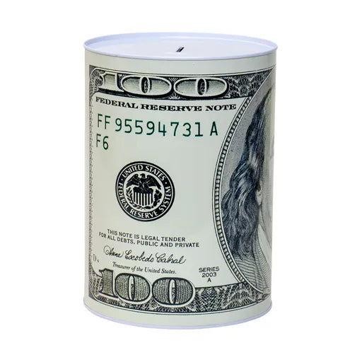 Pusculita Metalica Cu Bancnota De 100 Dolari