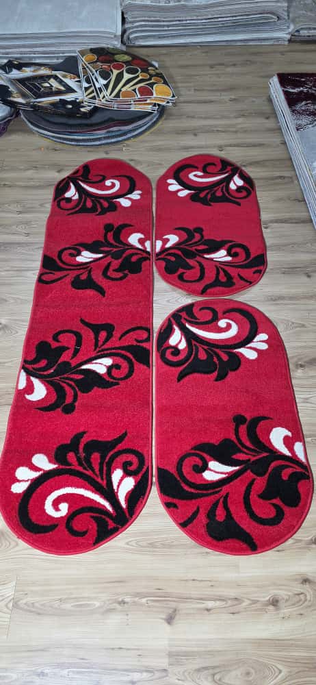 Set Dormitor Frize 3 Piese Rosu / Negru Oval
