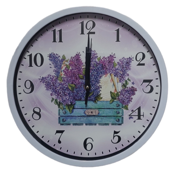 Ceas Perete Model Lavanda Chenar Alb