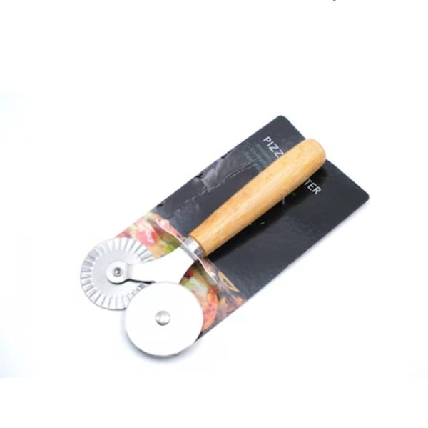 Cutit, Roller Dublu, Pentru Taiat Pizza, Inox Si Maner Din Lemn