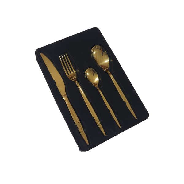 Set Tacamuri Auriu Clasic 24 Piese, Inox