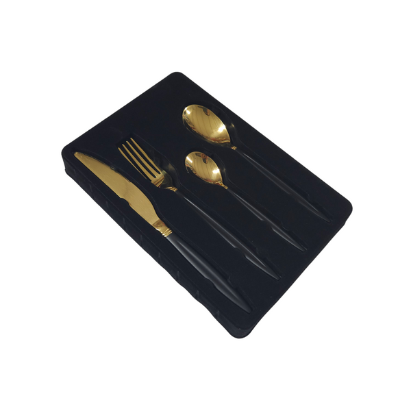 Set Tacamuri Auriu Cu Negru 24 Piese, Inox
