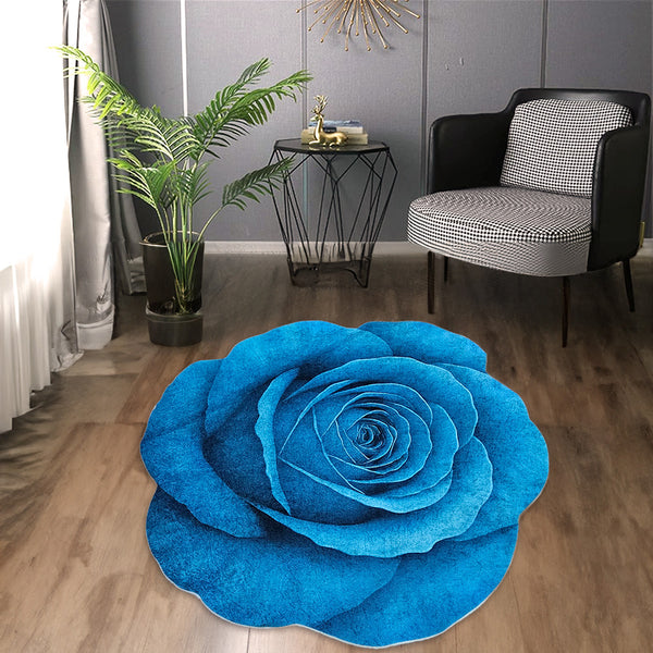 Covor Antiderapant Trandafir Turquoise Rotund M70