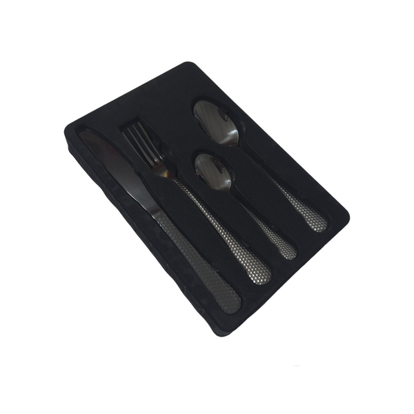 Set Tacamuri Negru Cu Model 24 Piese, Inox