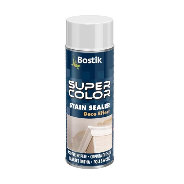 Vopsea spray acoperire pete pereti, Bostik Super Color, alb, mat, interior, 400 ml
